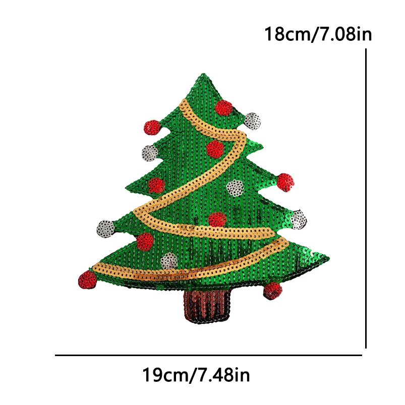 2025 Feliz árbol de Navidad parches de lentejuelas grandes regalos de Navidad parche para planchar para decoraciones de ropa apliques DIY de Papá Noel - imagen 5