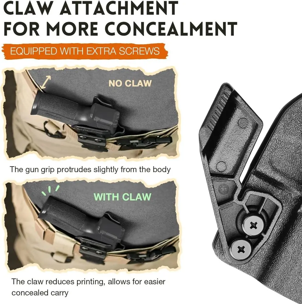 Compatible con pistola Canik Mete MC9, funda IWB Kydex con corte de garra y óptica, mira de montaje, sonido de clic de bloqueo, mano derecha - imagen 4