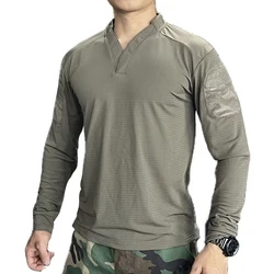 Tactical Quick Drying T-shirt Men's Outdoor Training T-shirt Long Sleeve Arm Pocket