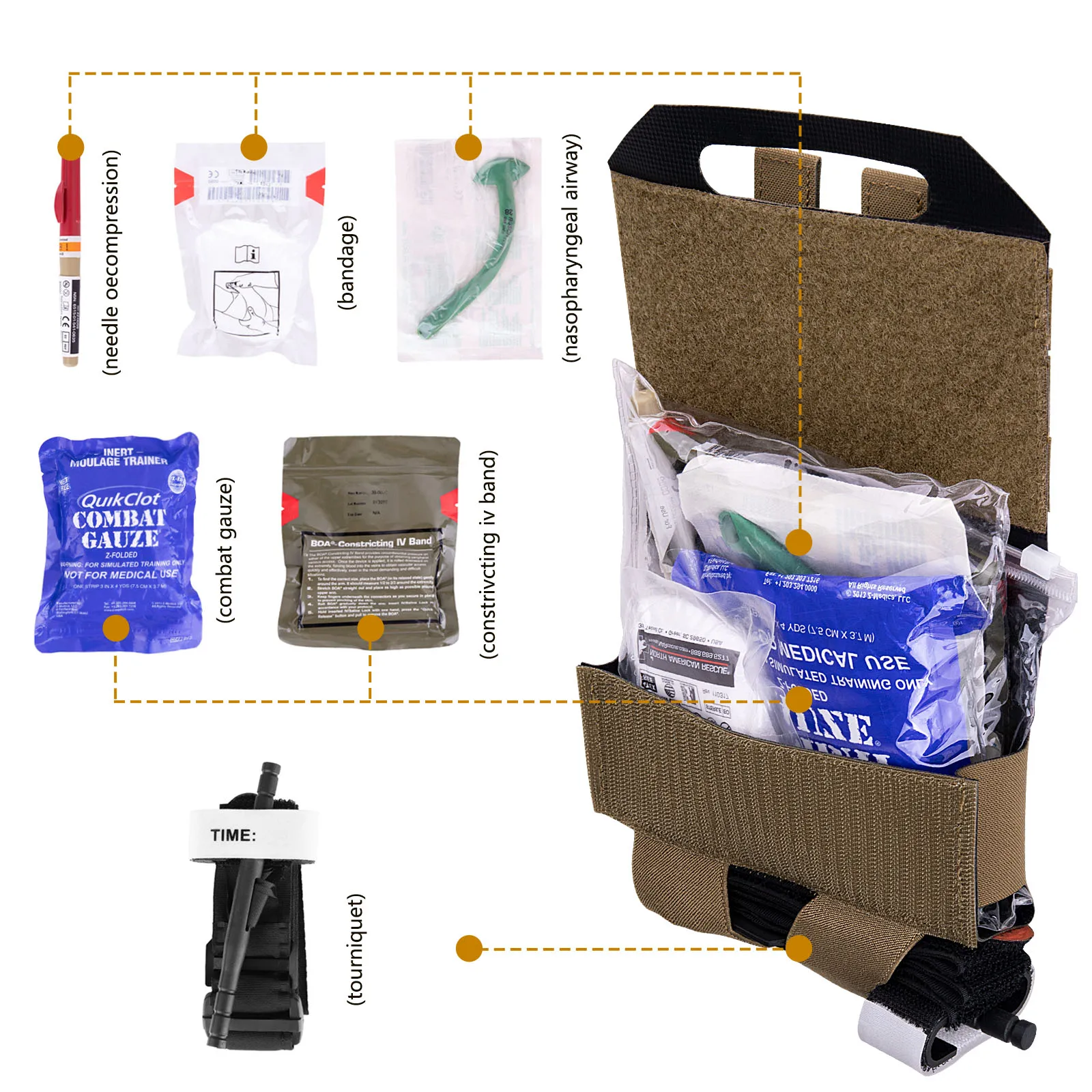 KRYDEX-bolsa médica táctica IFAK, bolsas de primeros auxilios para traumatismos, supervivencia al aire libre, riñonera de caza para cinturón, portador de placa - imagen 4