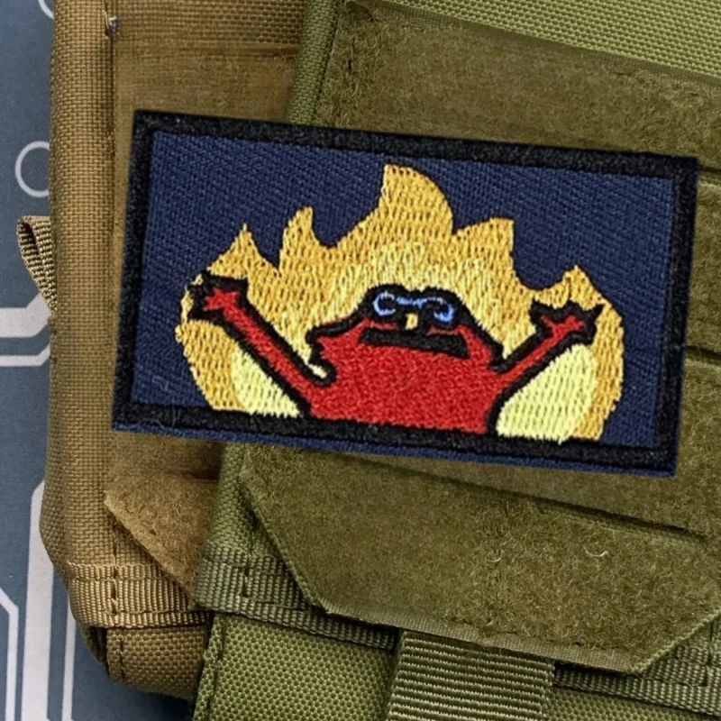 Parches tácticos bordados Hell Fire Meme, emblema divertido de velcro en la ropa, insignia de moral militar, pegatinas de brazalete para mochila - imagen 3