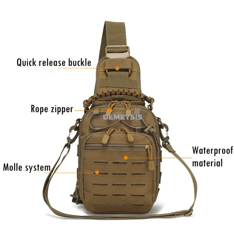 Bolso de pecho táctico para exteriores, bandolera de hombro Molle para deporte, viaje, pesca, Camping, senderismo y caza - imagen 4