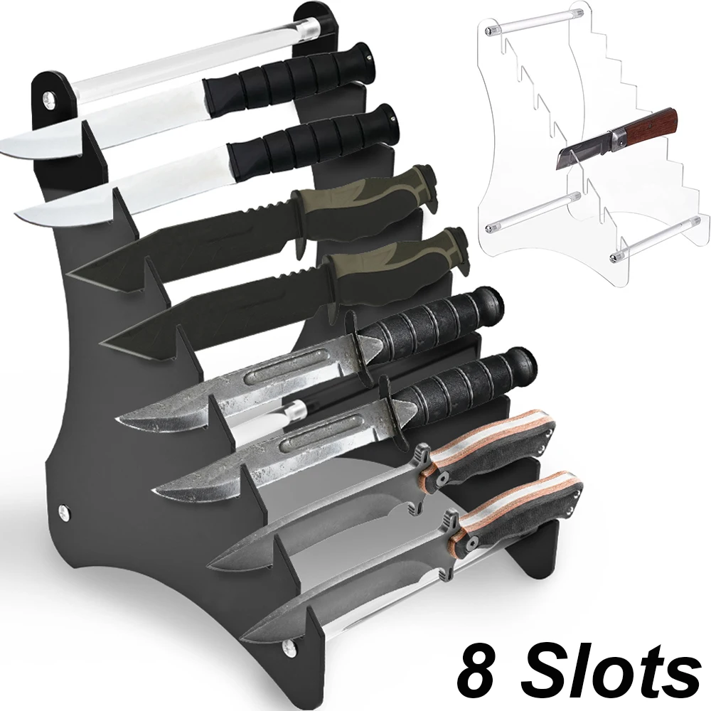 Soporte de exhibición de cuchillos acrílico, soporte táctico para cuchillos, soporte para punzones de caza, estante de colección de cuchillos de hoja fija, decoración del hogar
