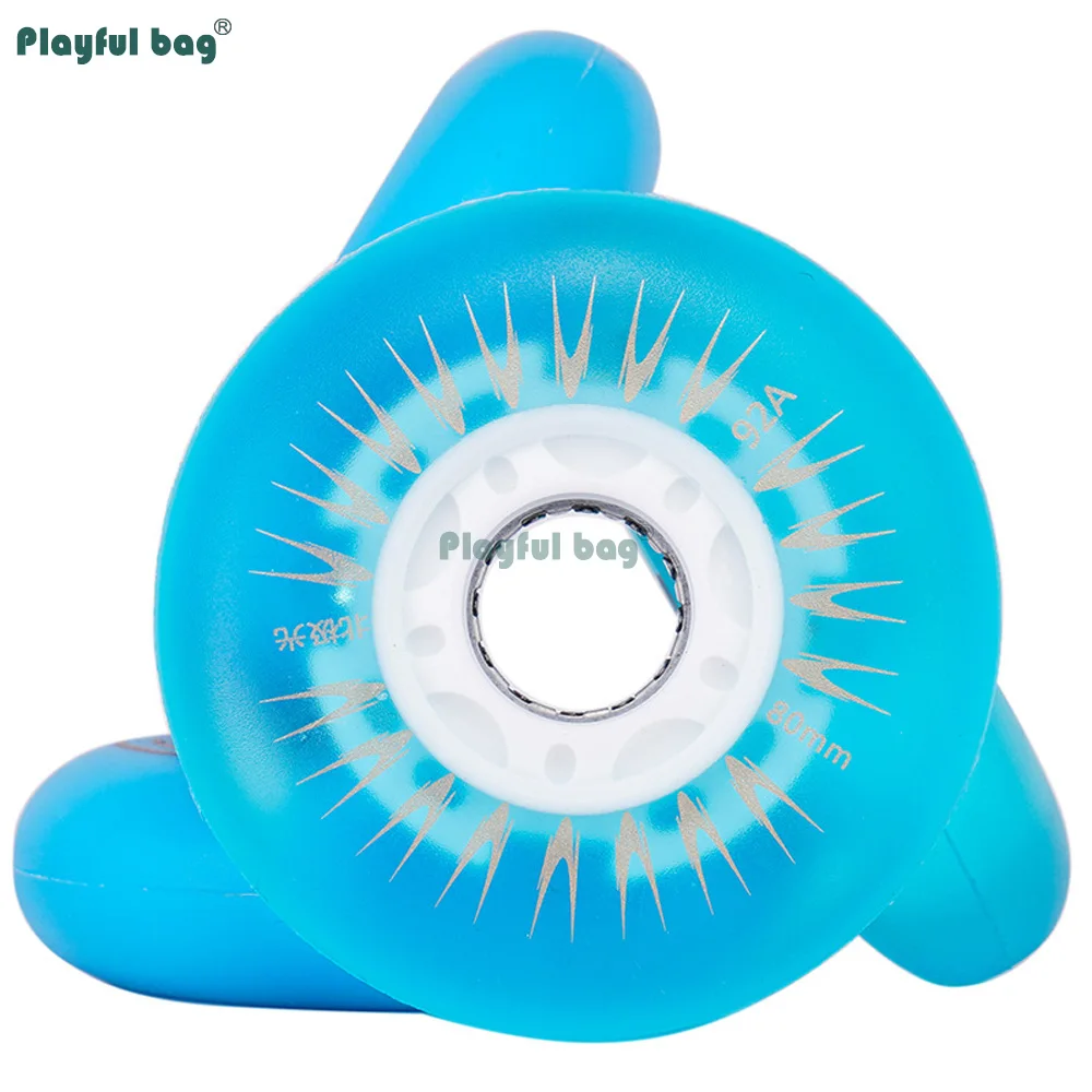 Patín en línea con luz LED, ruedas 92A, rueda Flash de alto brillo, verde/blanco/azul/púrpura, 72 76 80MM, patinaje nocturno AMB323 - imagen 5