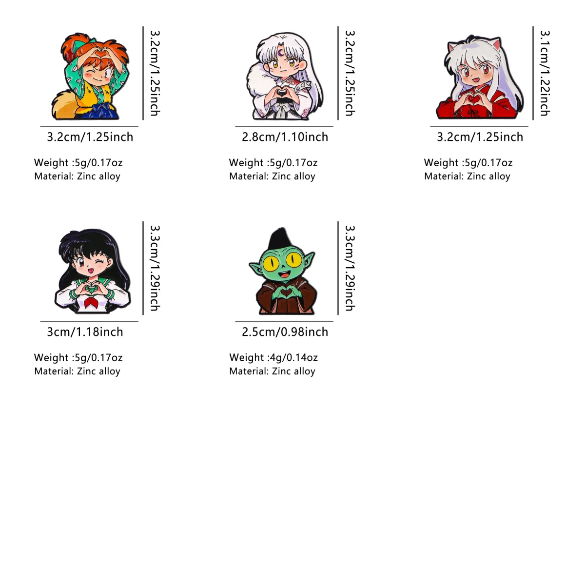 Pin de esmalte de dibujos animados mostrando diseño de personaje anime