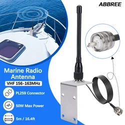 ABBREE X107M Antena VHF marina con conector PL-259 y cable RG-58U