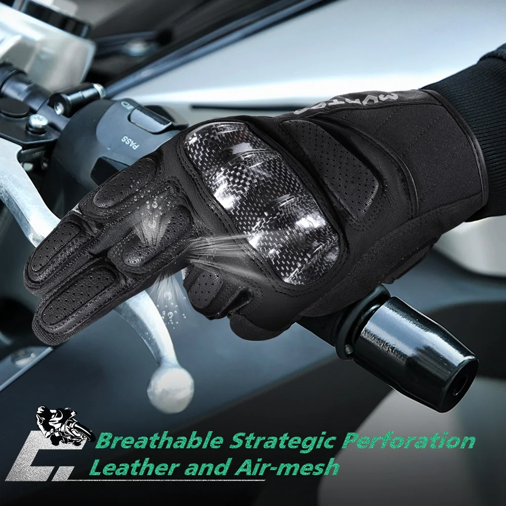 Guantes de ciclismo con pantalla táctil de cuero para Motocross, carreras, MTB, bicicleta de montaña, motocicleta, deportes de bicicleta, senderismo, equipo antideslizante para hombres y mujeres - imagen 2