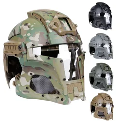 Casco táctico con máscara facial ajustable para CS Paintball y Airsoft