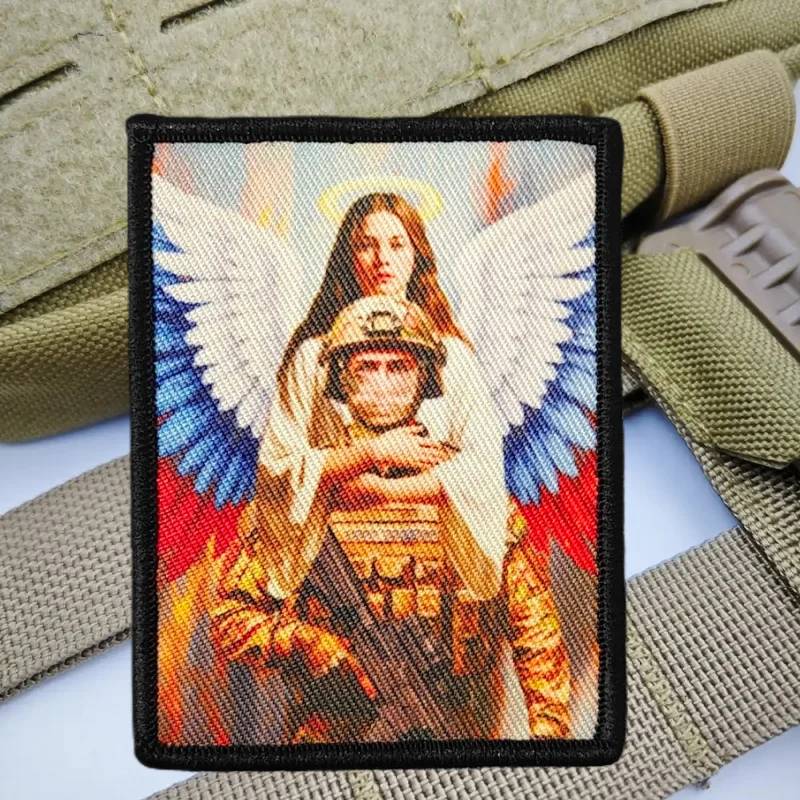 Parche estampado de ángeles para proteger los soldados, chaleco táctico, insignia de moral con gancho y bucle, pegatinas para mochila, parches para brazalete para ropa - imagen 2