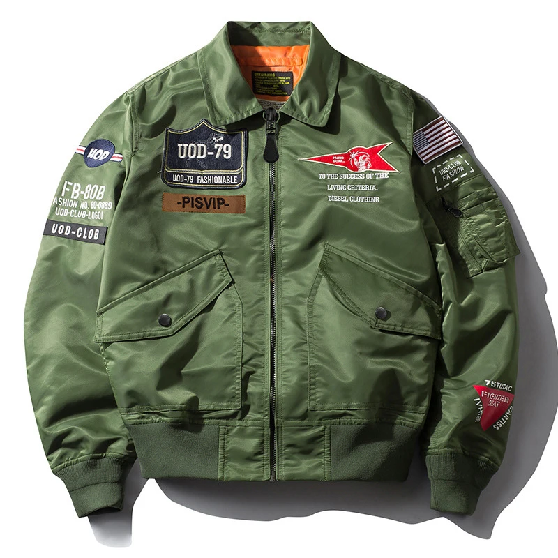 Chaqueta Bomber militar para hombre, cazadora con estampado bordado de múltiples bolsillos, abrigos tácticos de carga de la Fuerza Aérea, primavera y otoño - imagen 4