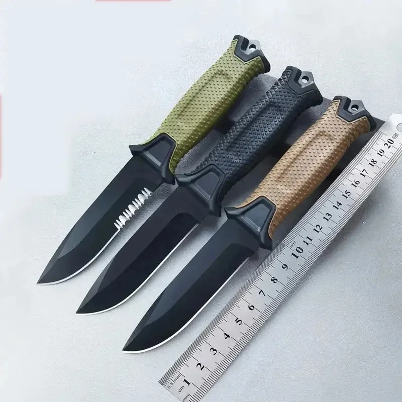 Cuchillo de supervivencia al aire libre de acero inoxidable 2024, cuchillo de bolsillo portátil para acampar, cuchillos tácticos militares
