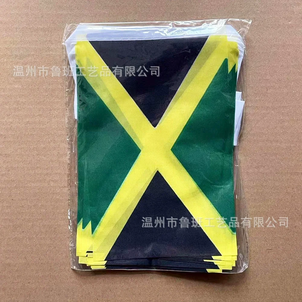 Banderines de la Jamaica con bandera de esquí, 14x21cm, 20 unids/lote, banderas de cuerda de Jamaica, banderín, pancarta, fiesta, vacaciones para decoración - imagen 2
