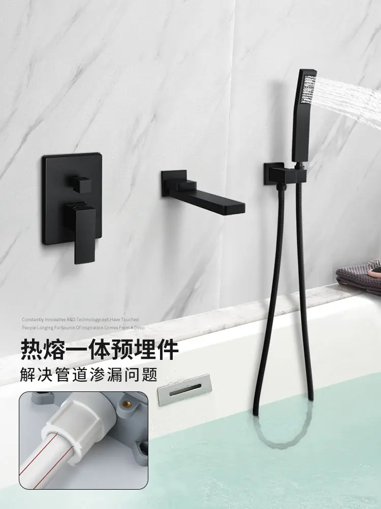 Ducha lateral de bañera oculta empotrada en la pared, baño del hogar, grifo de agua fría y caliente, ducha oculta - imagen 2