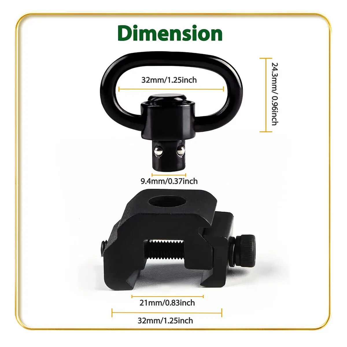 6 uds 1,25 "QD botón Sling accesorios giratorios para montaje en riel Picatinny de 20MM - imagen 3