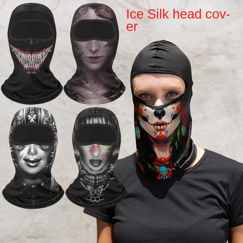 Pasamontañas con protección solar para hombre, bufanda de cara completa con hilo de hielo, máscara táctica militar para motocicleta, cubierta facial de viento, gorro para bicicleta y ciclismo - imagen 3