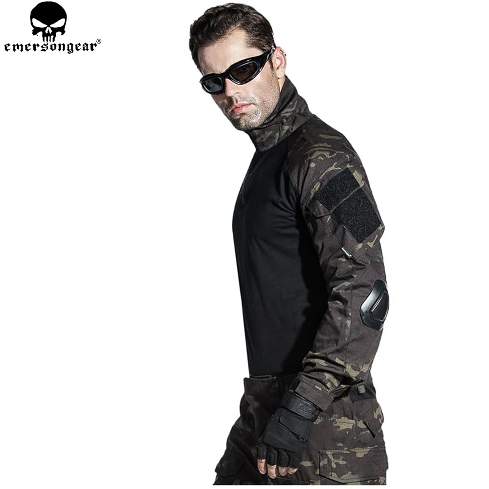 EMERSONGEAR Airsoft BDU uniforme táctico camisa de combate pantalones con coderas rodilleras ropa de caza Multi-camo negro EM6971 - imagen 4