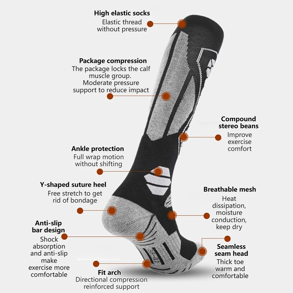 JSJM esquí invierno calcetines térmicos cálidos deportes al aire libre senderismo medias transpirables Snowboard engrosado adultos calcetines de esquí para hombres y mujeres - imagen 5