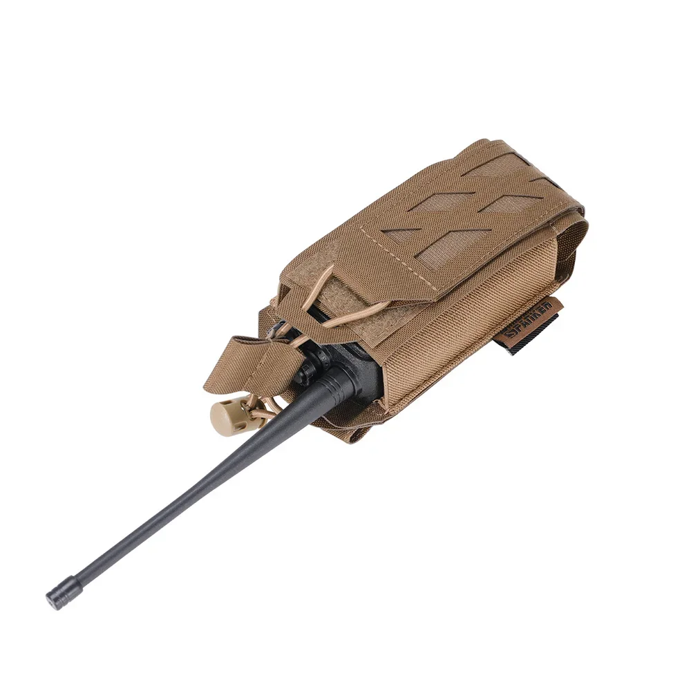 Bolsa para walkie-talkie al aire libre, funda con soporte para Radio Molle de combate táctico, funda para intercomunicador de caza, bolsa para interfono corta - imagen 5