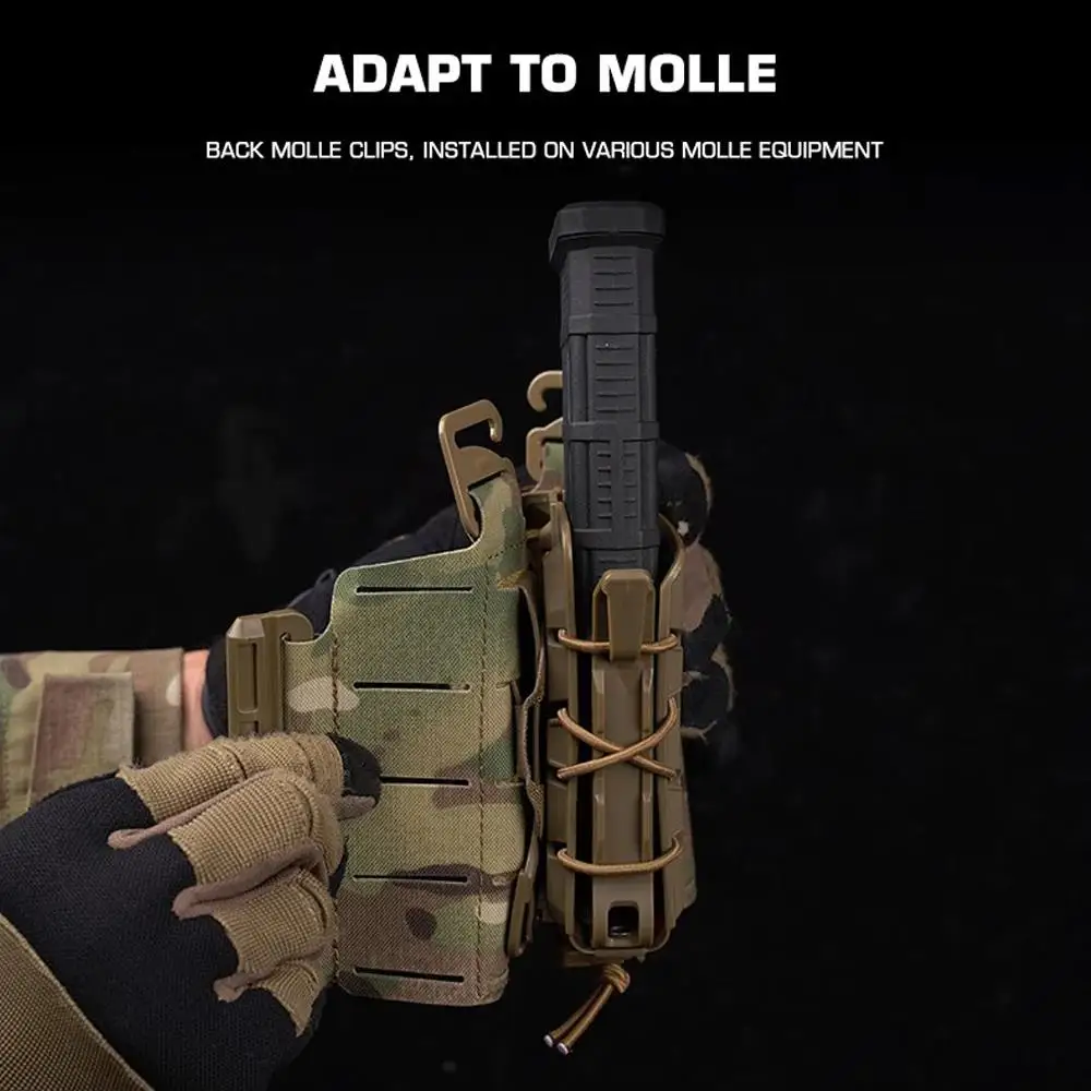 Bolsa táctica para revistas todo terreno MOLLE liberación rápida 9mm/5,56, combinación de caza, tiro, Airsoft Mag, bolsa con soporte, cinturón de camuflaje - imagen 5