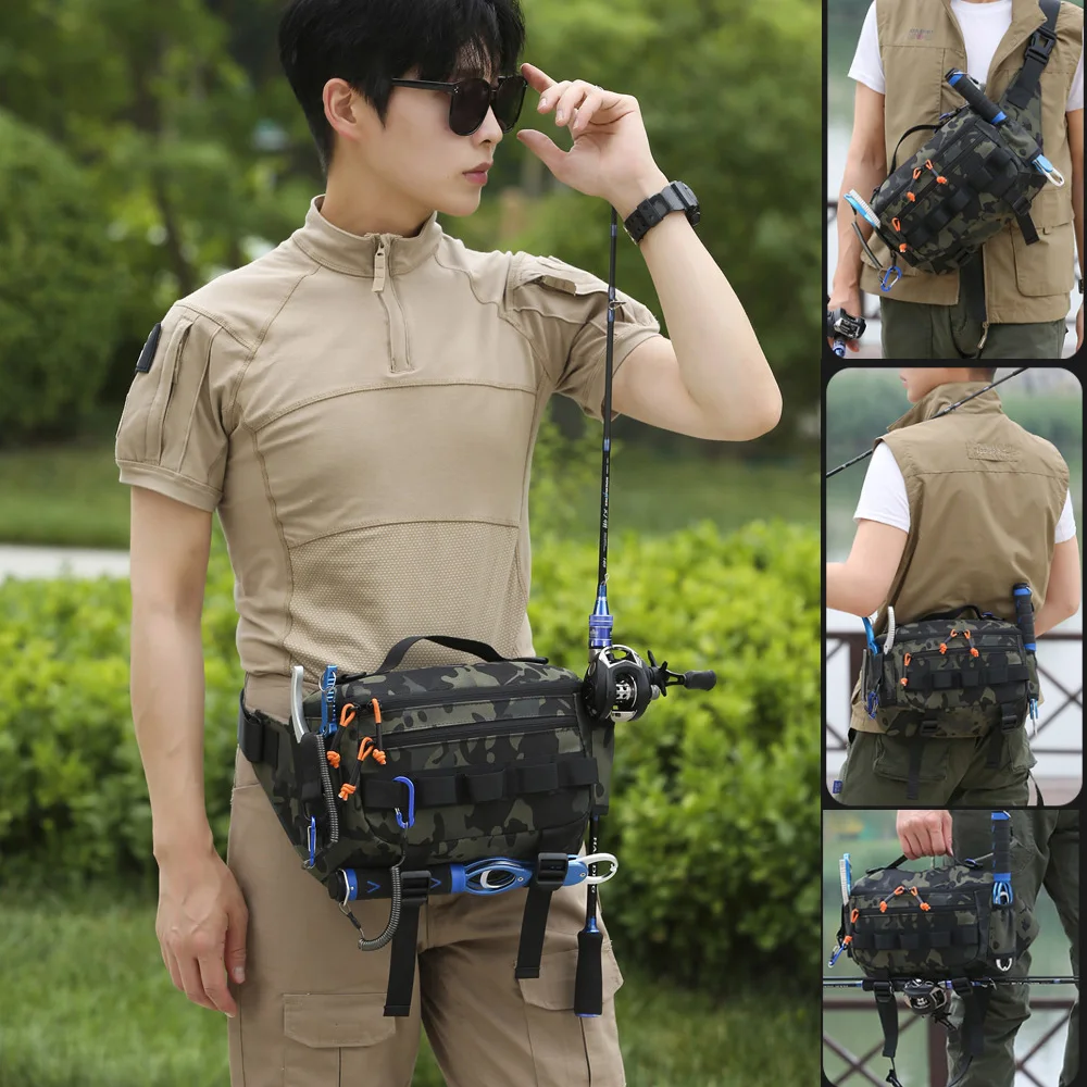 Bolsa táctica de pecho para acampar, mochila de cintura para gimnasio al aire libre, deportes, bandolera, bolsa colgante Molle, señuelo de pesca, riñonera de viaje para hombres - imagen 4