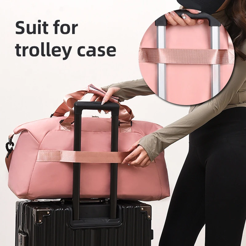 Bolsa de gimnasio deportiva para viajes al aire libre, Camping, senderismo, senderismo, Fitness, Yoga, ropa de mujer, traje de lona de gran capacidad, bolsa portátil - imagen 4