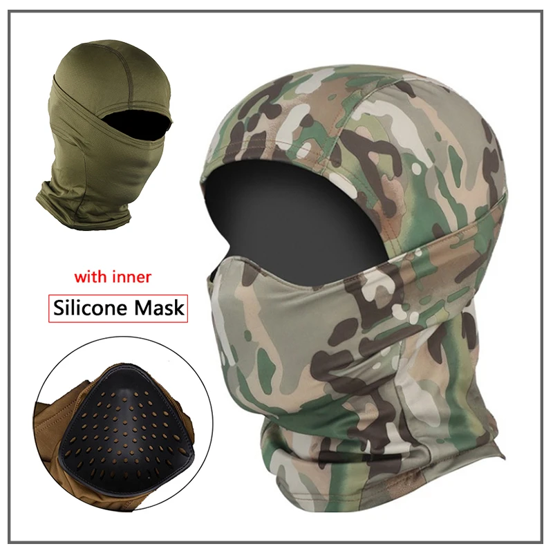 Máscara táctica pasamontañas para exteriores máscara para la cabeza media máscara de silicona casco a prueba de viento Airsoft caza CS juego protector solar sombrero - imagen 2