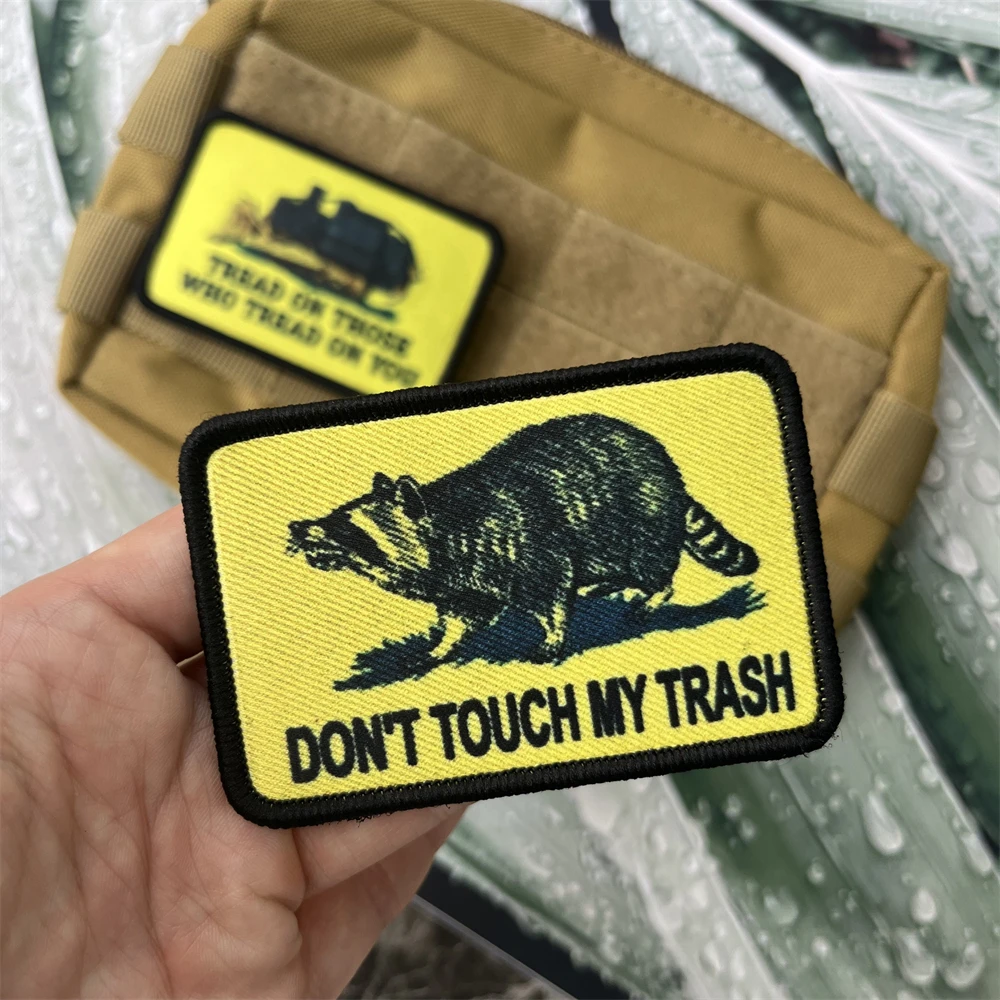 Don't Touch My Trash Raccoon Gadsden moral Badge Killdozer Tread on the Who Tread on You, parches impresos, pegatinas tácticas - imagen 2