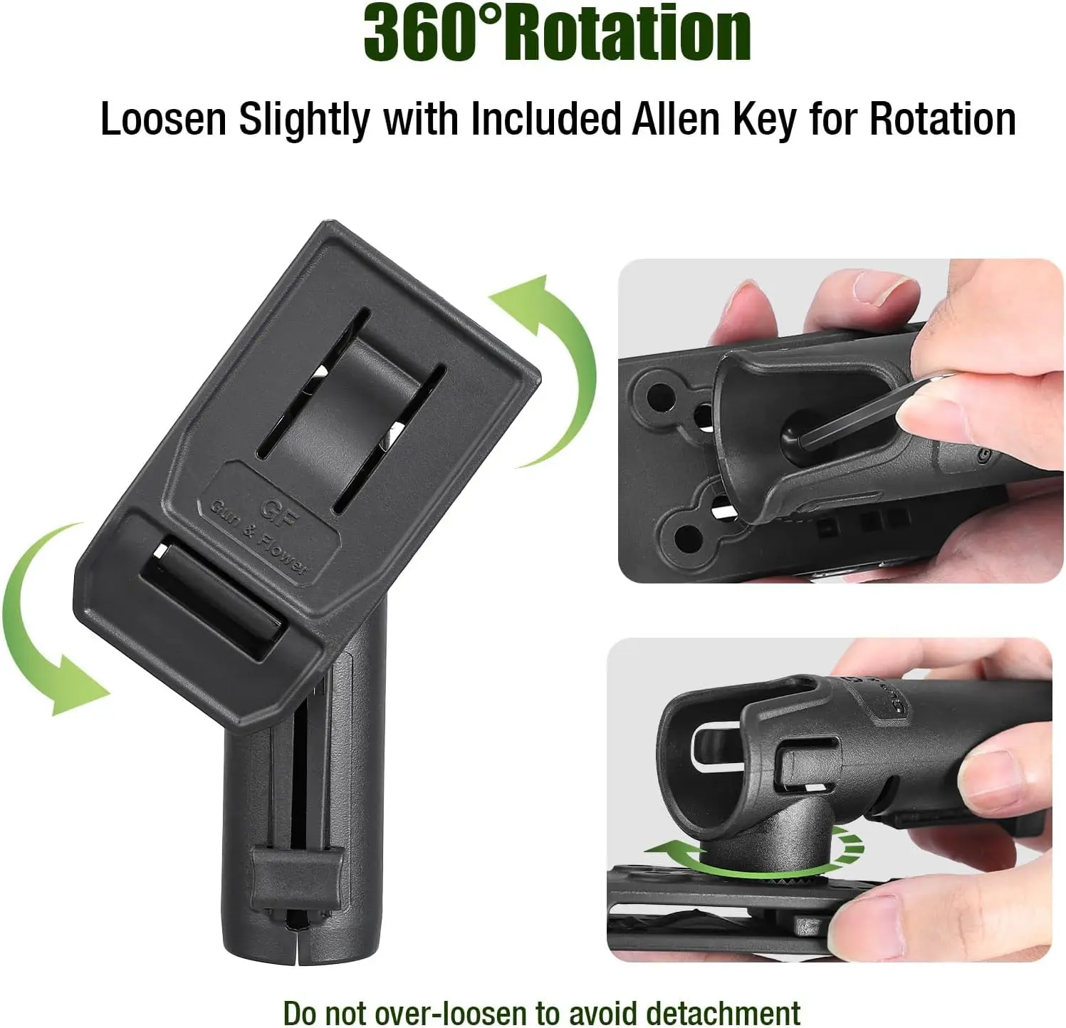 Para fundas de lápices de 1,0 a 1,12 pulgadas de diámetro para cinturón de servicio, bolsa giratoria táctica con rotación de 360 grados, cinturón de 1,5 "1,75" 2,0" - imagen 4