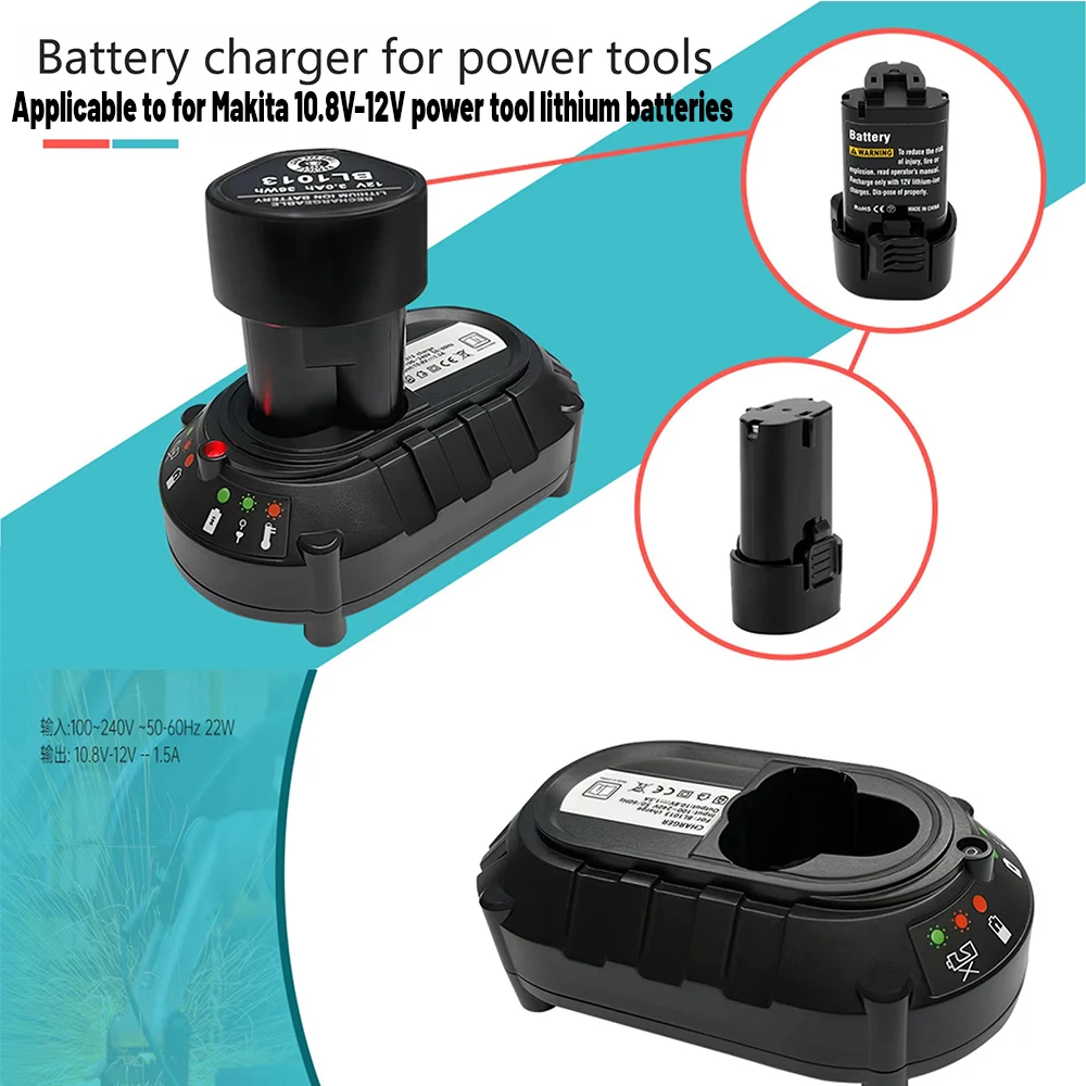 Cargador de herramientas para taladro eléctrico, baterías de iones de litio de 10,8 V-12V, cargador de fuente de alimentación para Makita BL1013 BL1014 - imagen 5