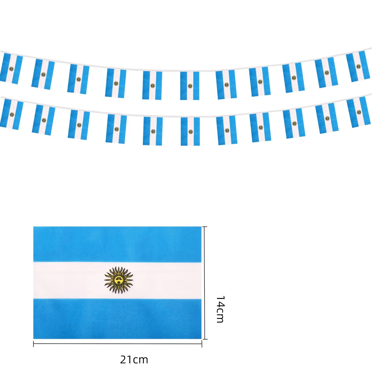 Banderas de Argentina 20 piezas 14x21cm banderas de banderines de Argentina banderines de cadena de Argentina fiesta de Festival - imagen 3