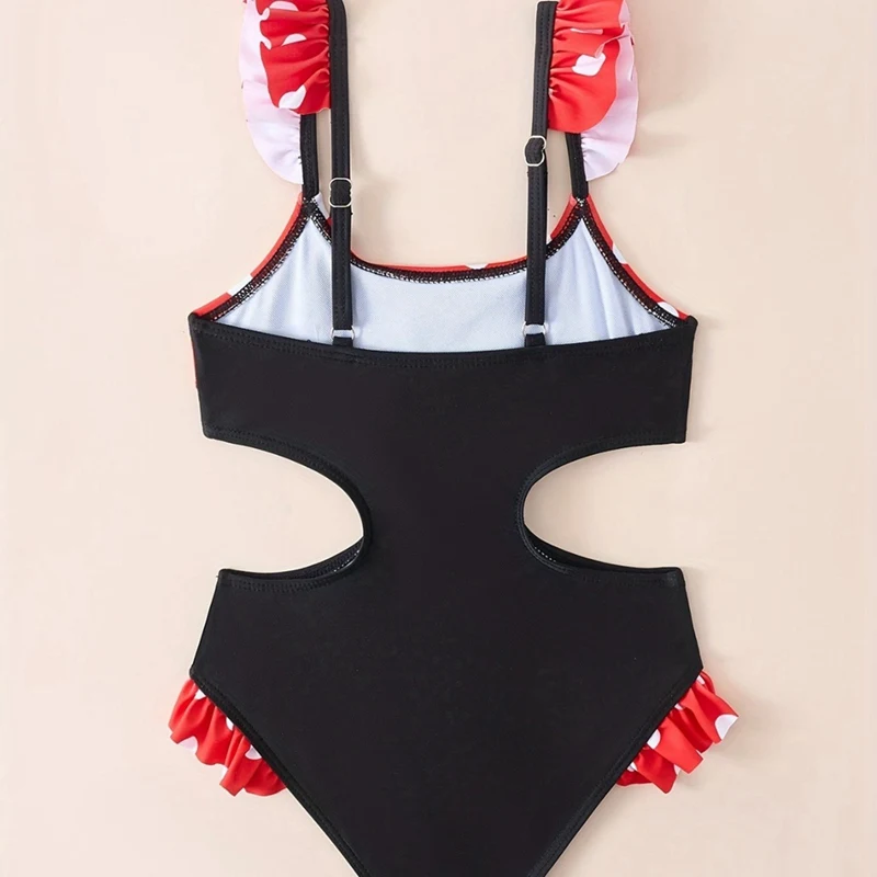 Traje de baño con ribete de volantes para niñas pequeñas Top de bikini sin aros con acolchado extraíble - imagen 2