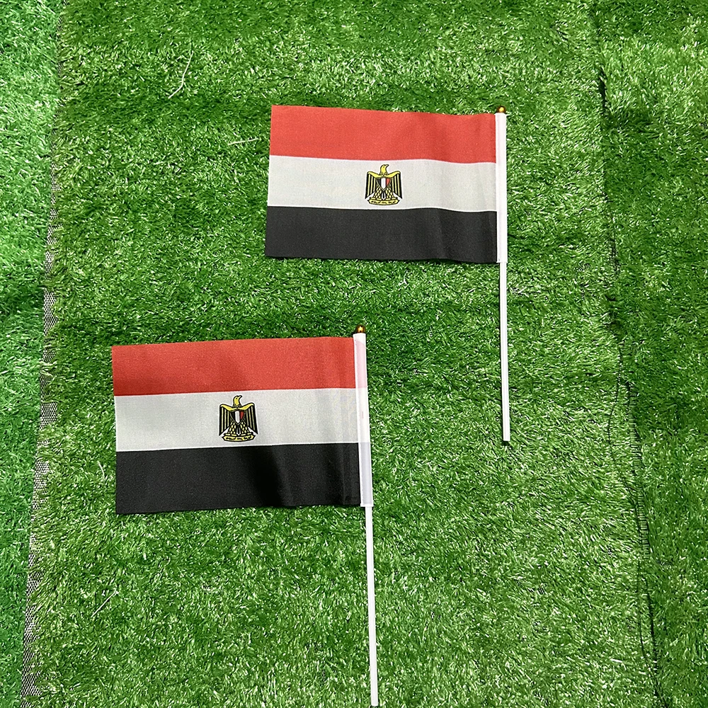 BANDERA SKY 50/100 Uds 21*14cm bandera nacional de Egipto banderas de Egipto banderas ondeantes de mano con poste de plástico para actividades deportivas decoración del hogar - imagen 3