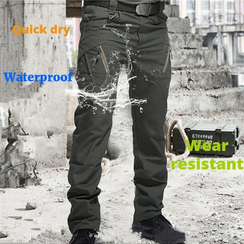 Pantalones tácticos militares de la ciudad para hombre, pantalones del ejército de combate SWAT, senderismo, caza, impermeables, resistentes al desgaste, pantalones Cargo informales - imagen 3
