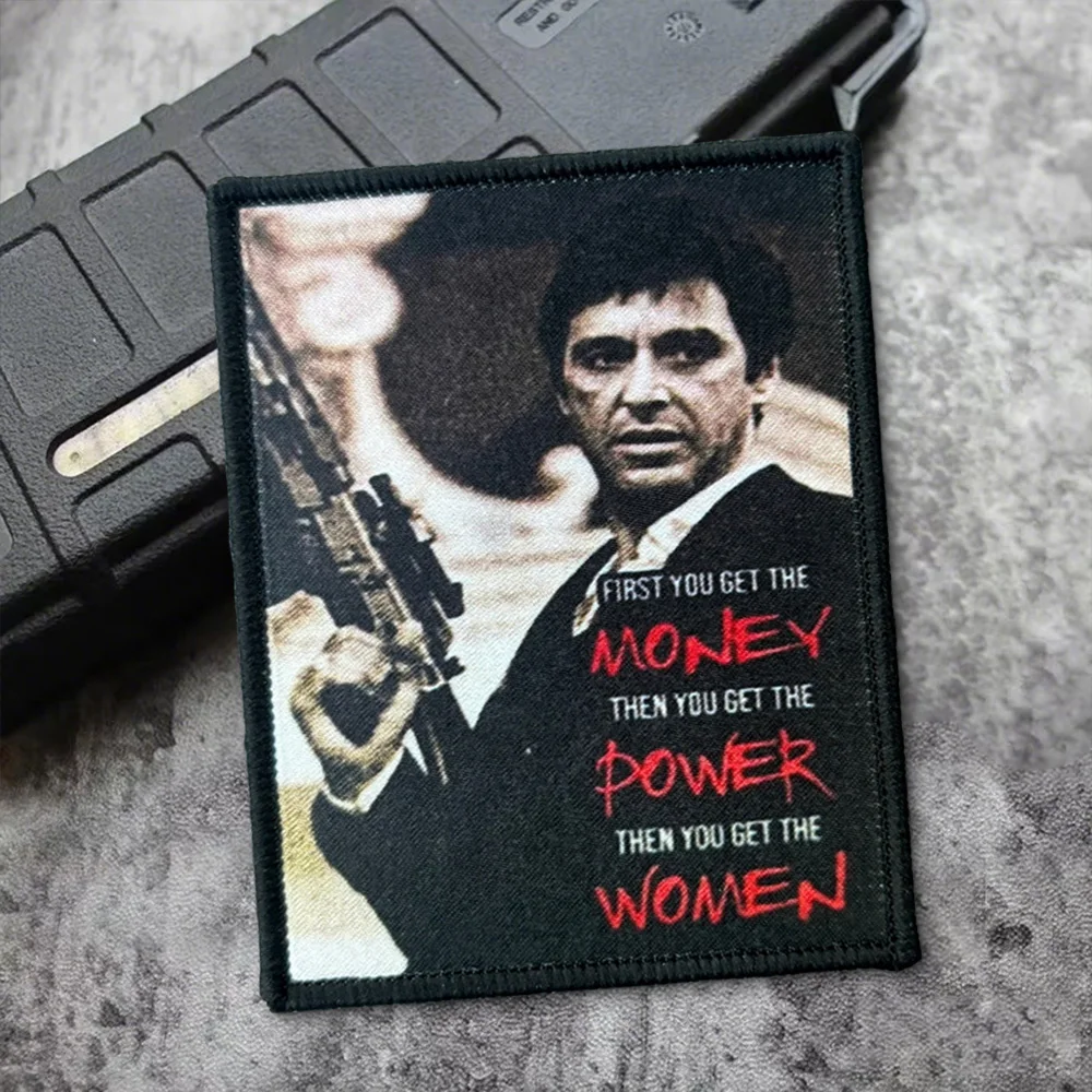 Parches de Meme Scarface, parche de gancho y bucle, brazalete moral, insignia de moral del ejército militar, pegatinas tácticas para mochila - imagen 5