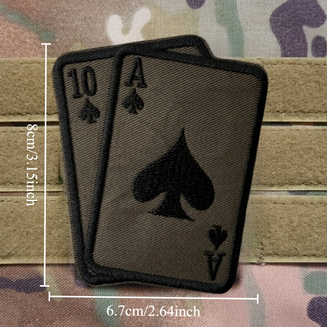 "Tarjetas de Jogador 21", parche divertido, insignia de moral táctica, parches bordados de gancho y bucle para ropa, pegatina para mochila del ejército militar - imagen 3