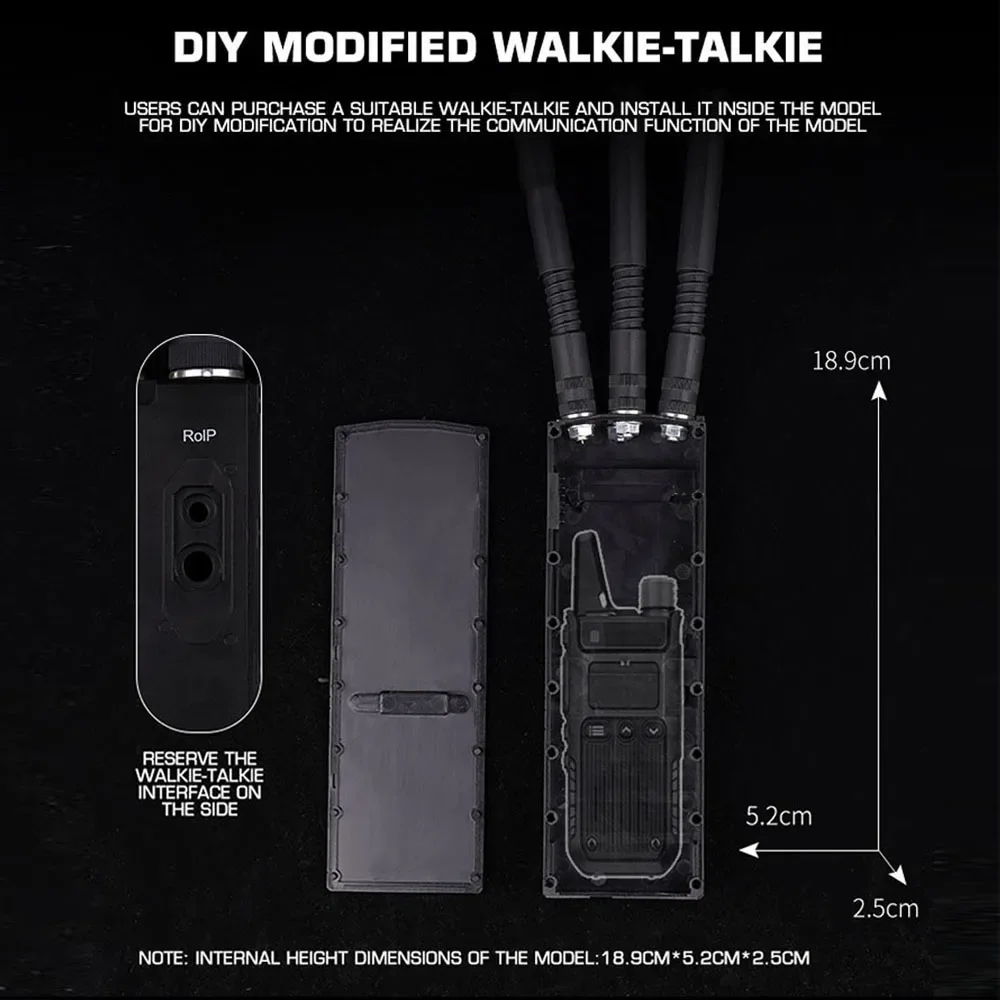 Modelo de Radio táctica MPU5 simulado desmontable para caza al aire libre Walkie-Talkie DIY Refit MPU5 Radio funda simulada CS Airsoft plástico - imagen 3