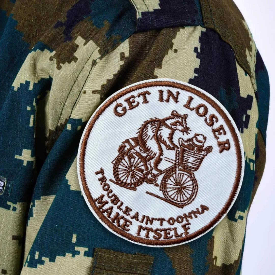 Parche táctico de moral, parches de gancho y bucle bordados de mapache para ropa, pegatina para mochila