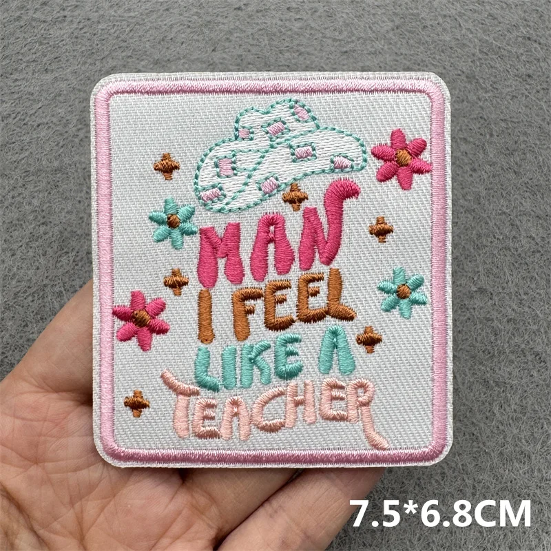 Parches bordados con letras rosas para ropa, parches para planchar DIY para ropa, parche de palabra con eslogan de dibujos animados en insignia para ropa - imagen 3