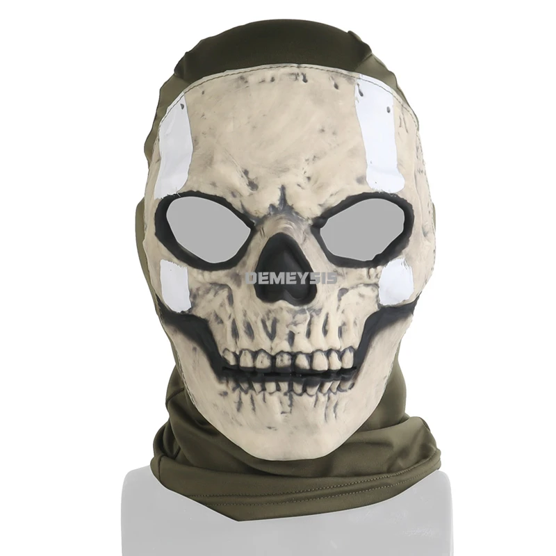 Máscara de casco de tiro táctico para exteriores, máscara facial completa elástica transpirable para hombres y mujeres, máscara facial de calavera para Cosplay de Halloween - imagen 2