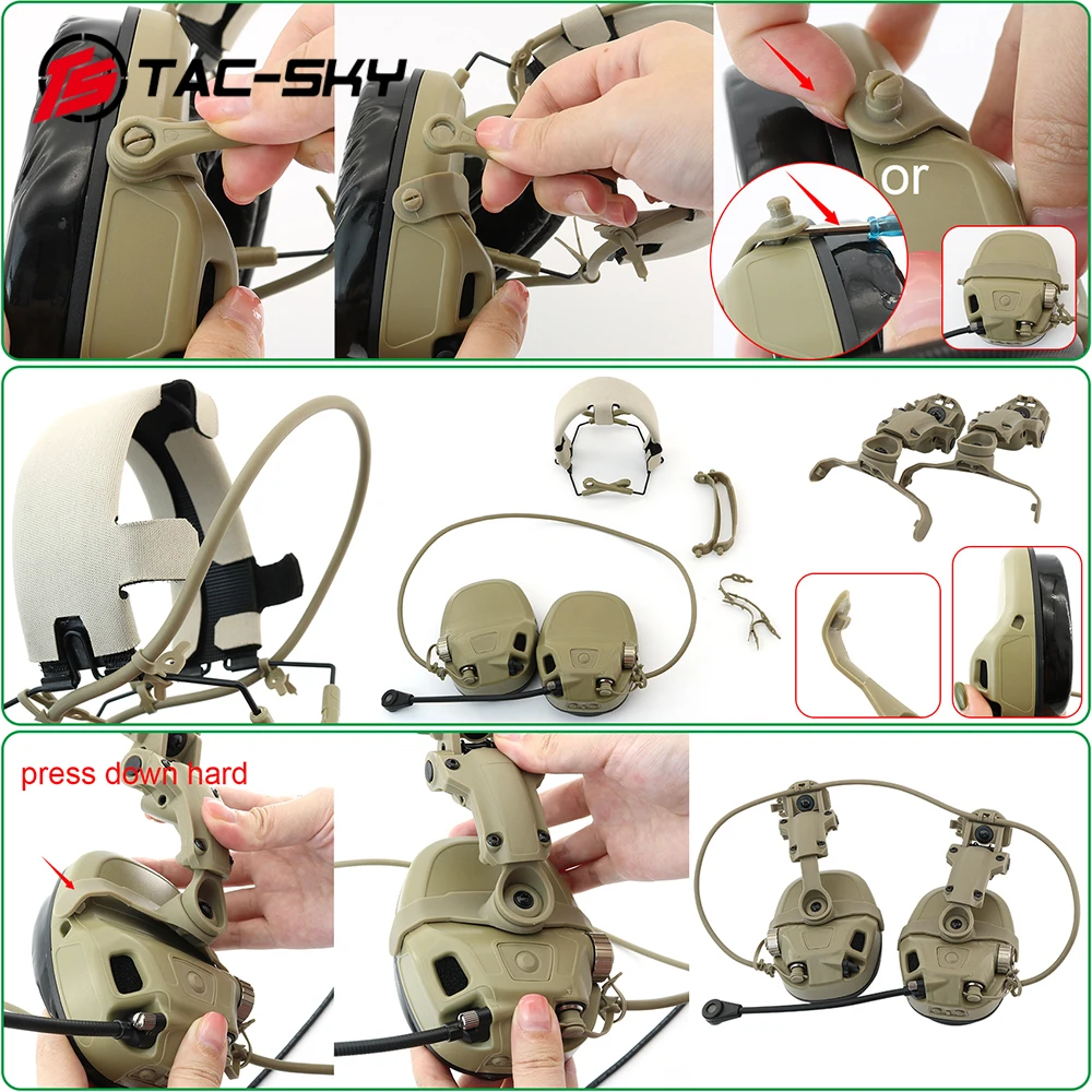 Adaptador de riel de arco para casco táctico TS TAC-SKY, Compatible con auriculares FCS AMP / TAC-SKY AMP para casco Ops-Core FAST / ACH / MICH - imagen 5