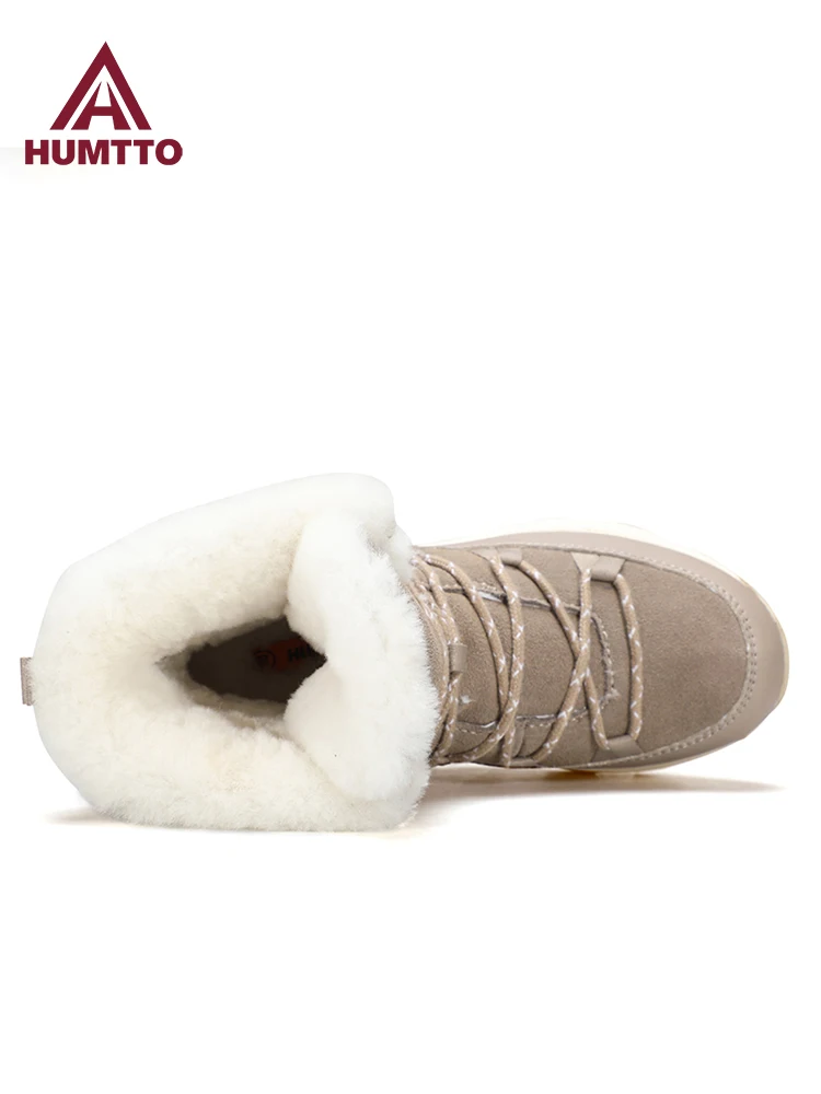 HUMTTO, zapatos de nieve altos para exteriores, zapatos de senderismo para mujer, botas de esquí cálidas de lana para caminar en invierno, botas de nieve impermeables, zapatillas de trekking - imagen 4
