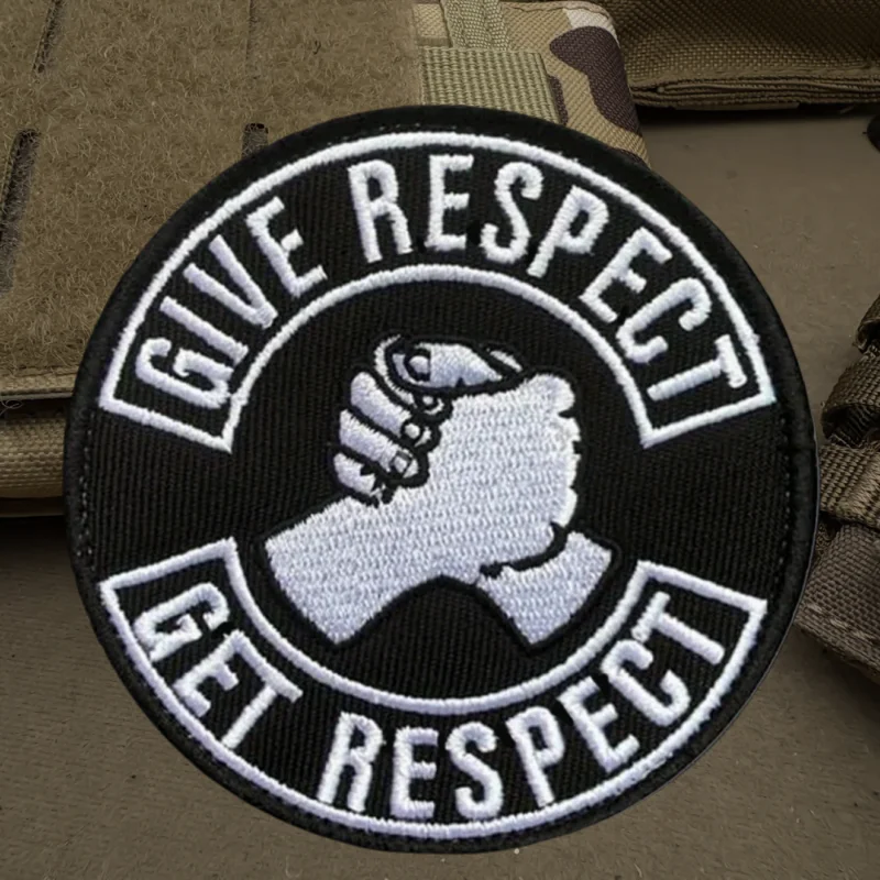 Dar Respect-Get Respect parche bordado 3D chaleco táctico gancho y bucle insignia moral mochila pegatinas brazalete parches para ropa - imagen 2