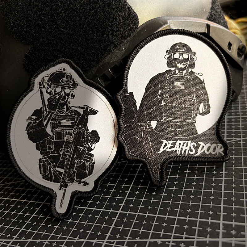 Parches tácticos de soldado de calavera, insignia de moral de Rifleman del ejército, gancho de impresión y bucle, brazalete militar, pegatina para mochila - imagen 3