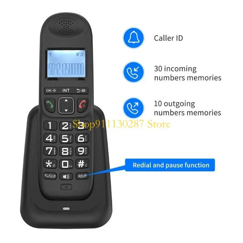 Teléfono fijo inalámbrico J1HC D1003, elegante, con pantalla llamada en varios idiomas, retroiluminada y almacenamiento - imagen 3