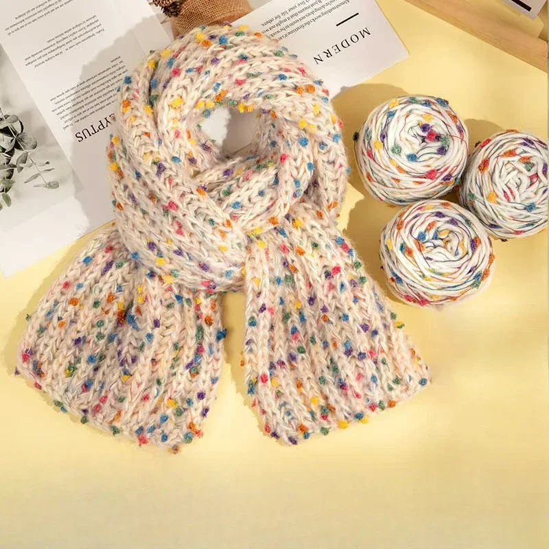 Bufanda de azúcar de arcoíris degradado, hilo de bola de lana, Mohair, punto de frijol colorido, hilo para pastel, manualidades de ganchillo para tejer, bolsa de suéter - imagen 5