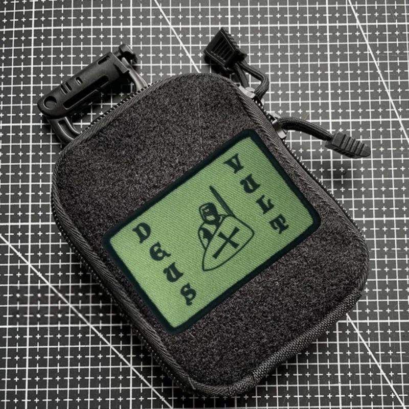 Parche Deus Vult Crusade templario, insignia de moral táctica, gancho y bucle con estampado militar, mochila, ropa, pegatina decorativa, brazalete - imagen 3