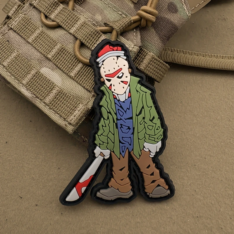 Jason Voorhees Friday parches de gancho y bucle PVC caucho suave capítulo de moral, ropa al aire libre mochila insignia de parche diy - imagen 3