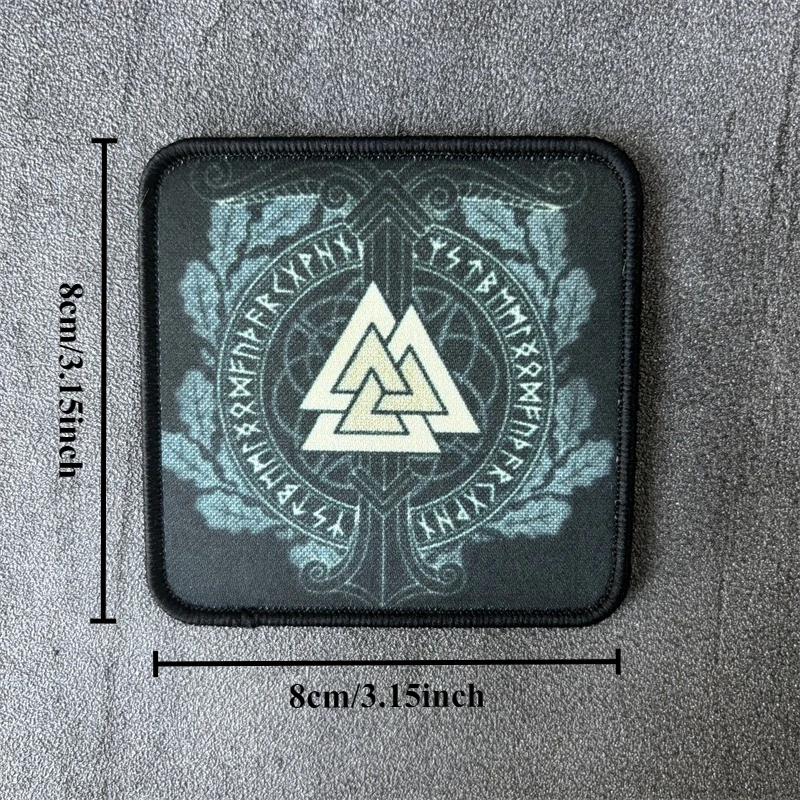 Parche táctico impreso "Los árboles Valknut y Igradrasil", insignias de moral militar, parches con gancho, pegatina para mochila y ropa - imagen 3
