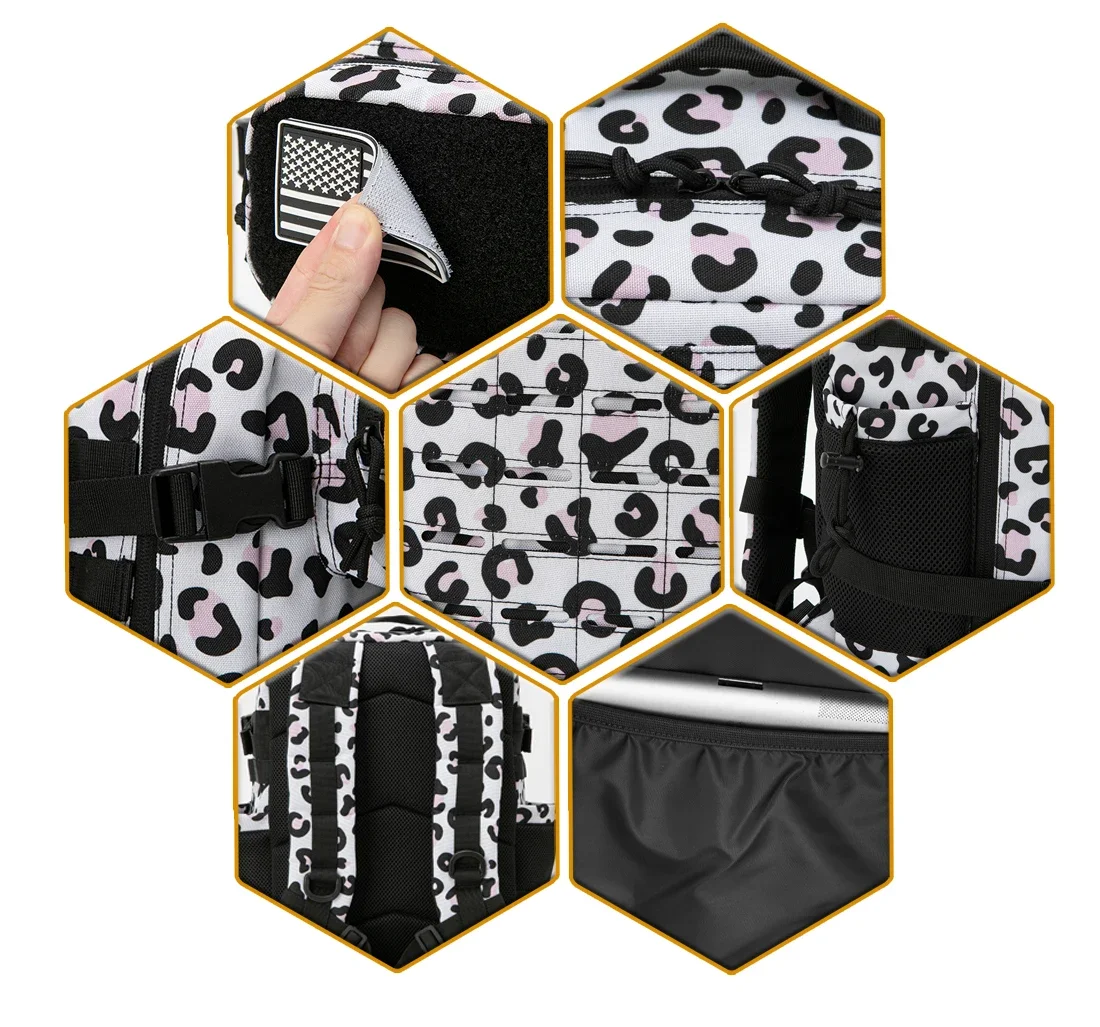 Mochila táctica Molle de corte láser para hombre y mujer, morral escolar de alta resistencia, mochila de gimnasio, Treeking con portavasos doble, 25/45L - imagen 5