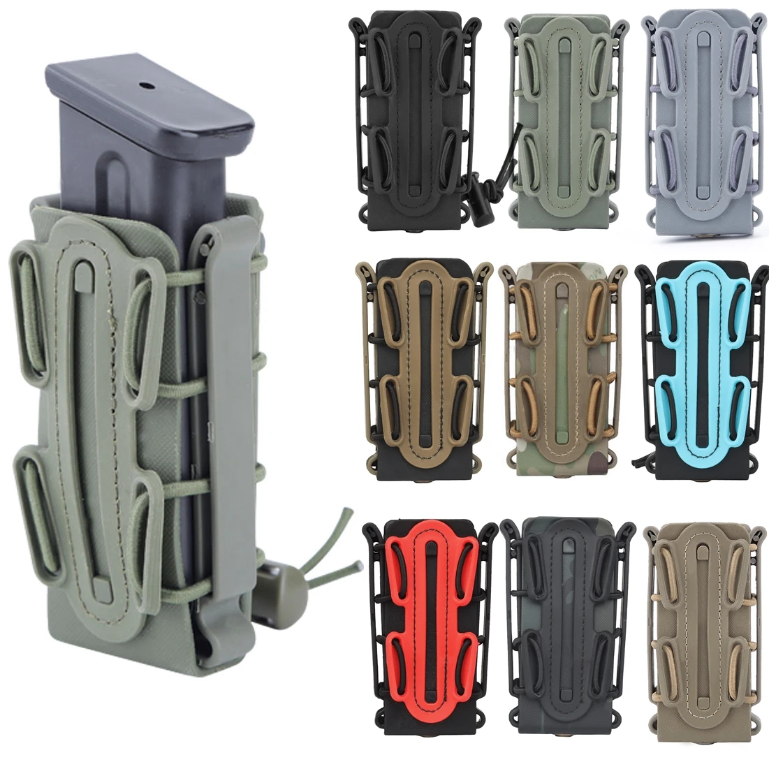 Bolsa táctica para cargador de 9mm, funda magnética rápida, soporte para pistola, accesorios de caza, Molle